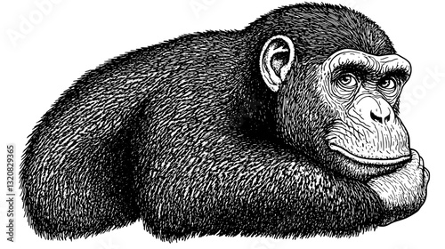 Engraved gorilla illustration perfect for tattoo art and unique packaging designs