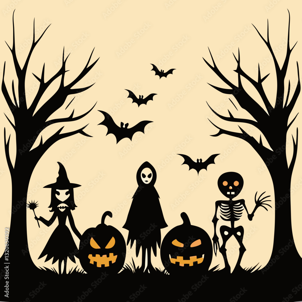 Halloween silhouettes black icons and characters trumpkin funny t-shirt Halloween pumpkin boo witch ghost skull bat skeleton vector illustration And boo vector Halloween silhouettes black icons and characters trumpkin funny t-shirt Halloween pumpkin boo witch ghost skull bat skeleton vector illustration And boo vector
