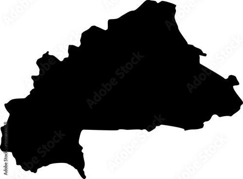 Burkina Faso map. Map silhouette. Burkina Faso border. Independence Day. Banner, poster template. State borders country Burkina Faso.