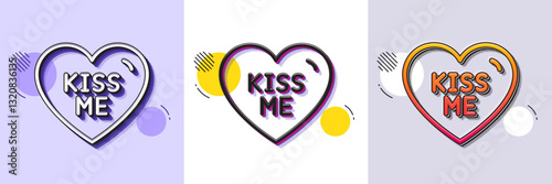 Kiss me line icon. Halftone dotted pattern. Gradient icon with grain shadow. Sweet heart sign. Valentine day love symbol. Line kiss me icon. Various designs. Vector