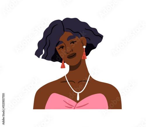 Black woman portrait. Modern style elegant African American female with chic ...