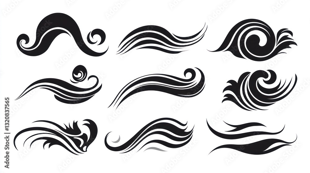 Fototapeta premium Decorative wave patterns, design elements for graphic arts