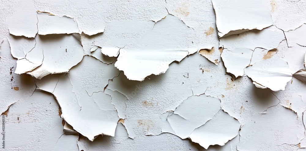 Obraz premium Peeling White Paint on Wall Creates Abstract Texture and Pattern