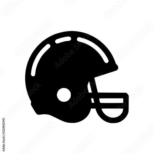 Silhouette hockey helmet icon on transparent background
