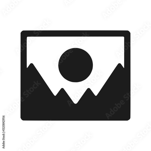 Silhouette gallery icon depicting a landscape on transparent background