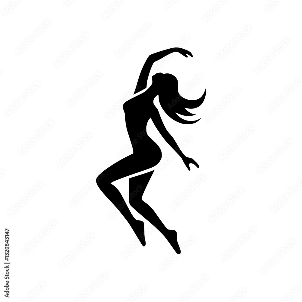 Silhouette dancing woman icon on transparent background Silhouette dancing woman icon on transparent background