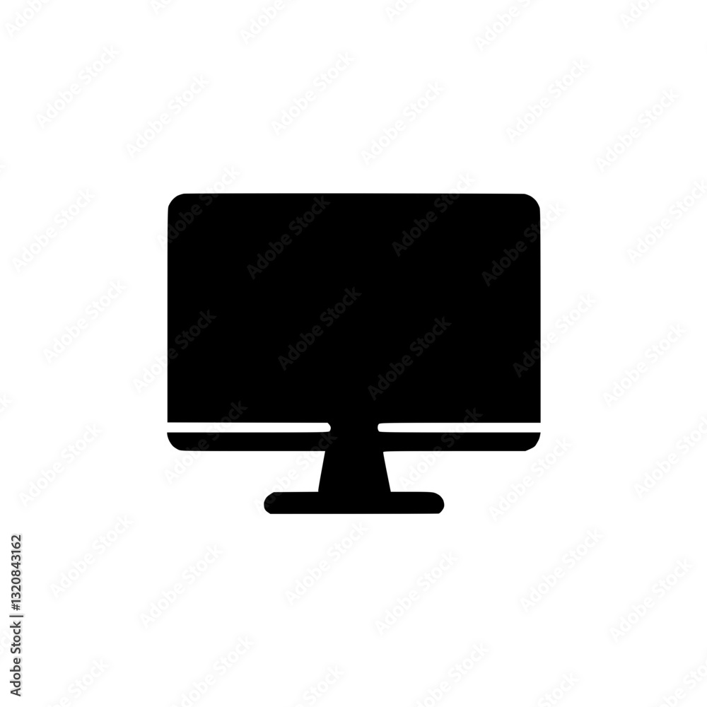 Silhouette computer monitor icon on transparent background Silhouette computer monitor icon on transparent background