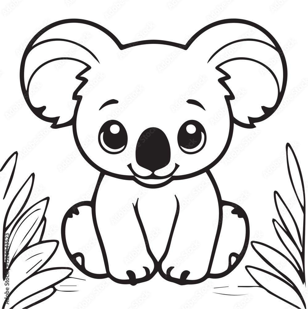 Cute Black and White Koala Coloring Page Cute Black and White Koala Coloring Page