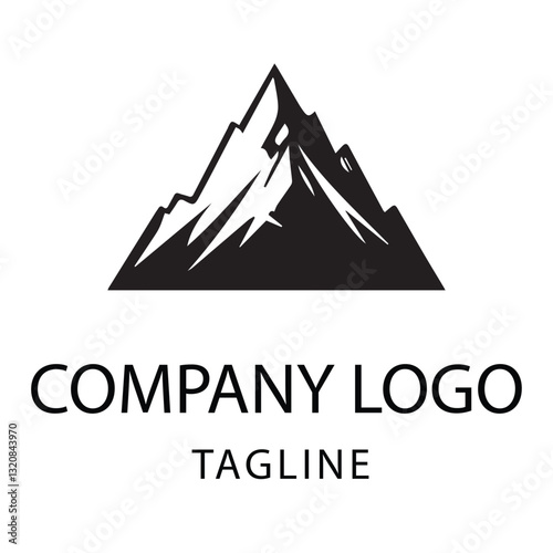 Striking Black and White Mountain Logo Design