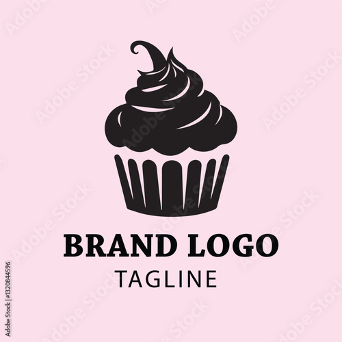 Simple black silhouette cupcake logo design for a bakery