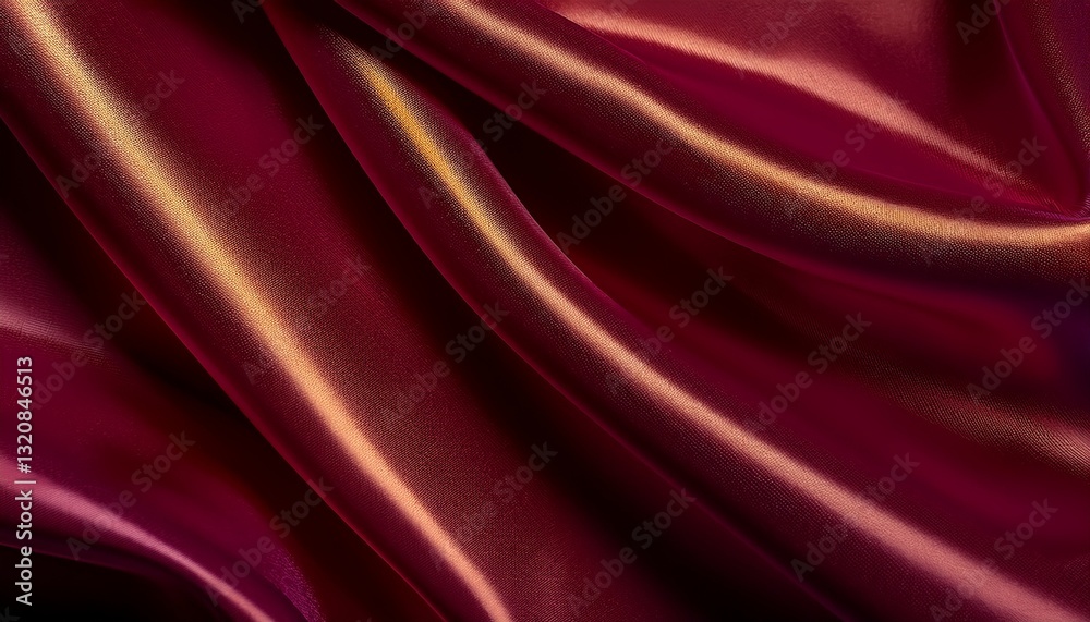 Fototapeta premium Burgundy silk fabric texture background with a subtle golden sheen – luxurious, elegant, and sophisticated. 