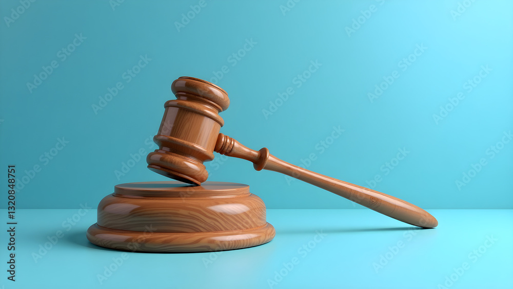 A brown wooden gavel with a blue background.
A brown wooden gavel with a blue background.