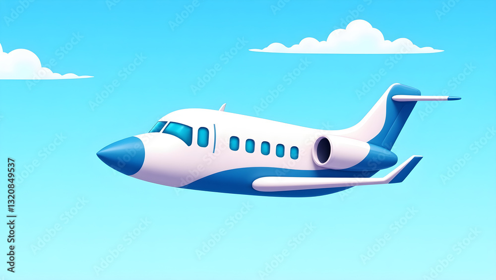 Fototapeta premium A white aeroplane on a blue background. 