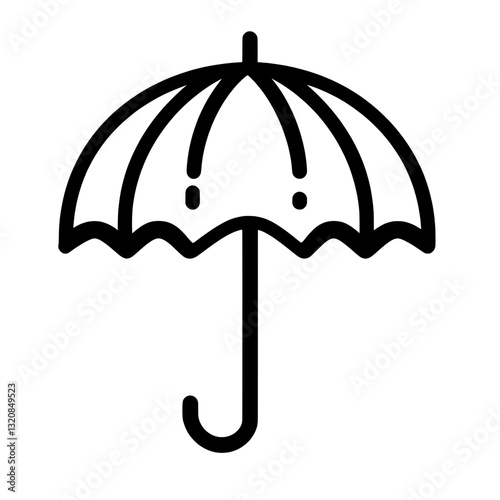 A well-defined black and white umbrella icon with a rounded canopy, symbolizing stability, reliability, and security in various weather conditions.