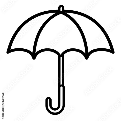 A traditional black and white umbrella icon symbolizing classic weather protection, reliable security, and all-season coverage.