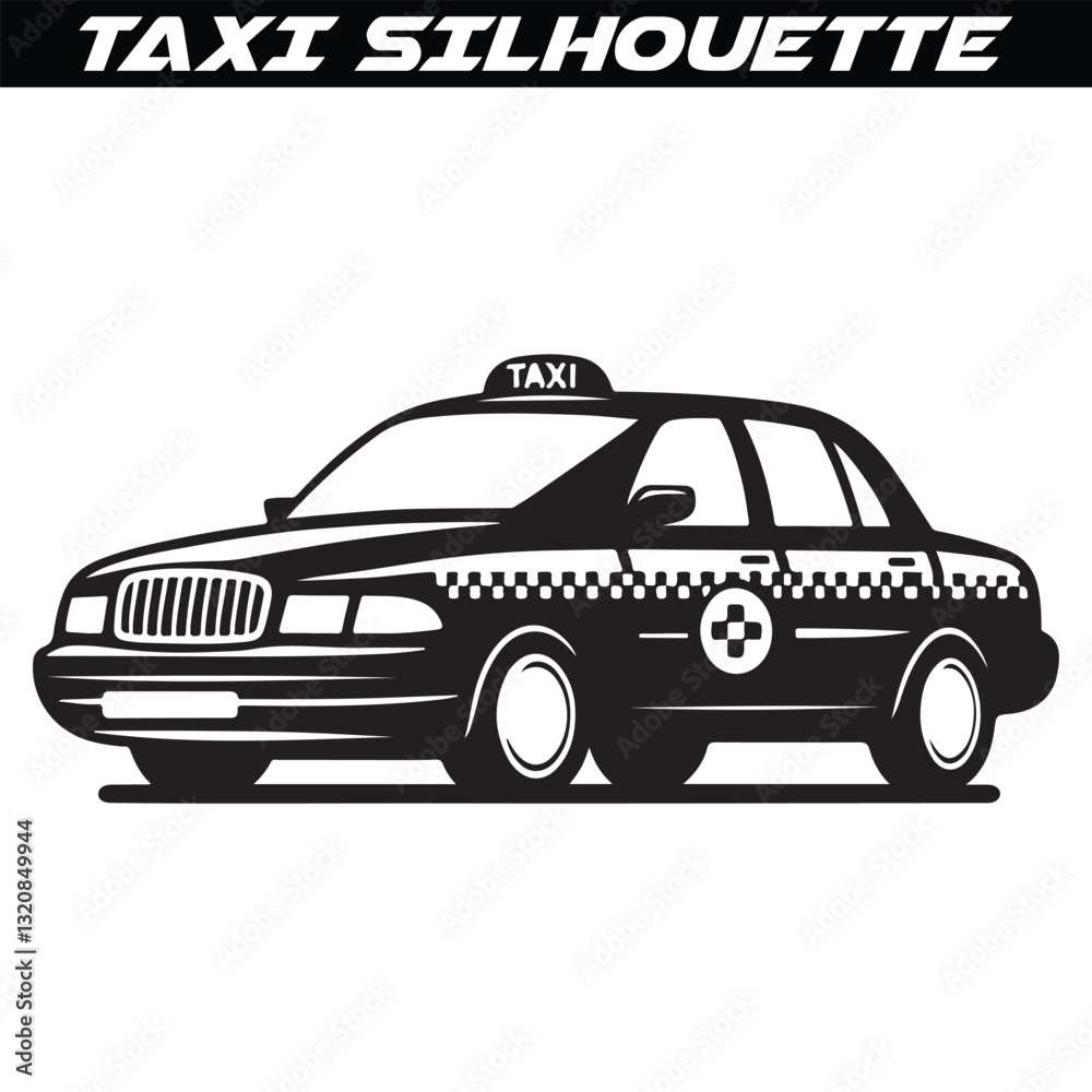 Fototapeta premium Taxi cab car silhouette vector illustration 