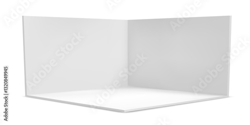 Cube box or corner room cross section in realistic 3D vector. White square box cube or room corner for interior mock up