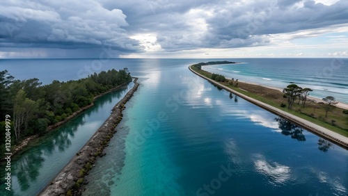 Wallpaper Mural A Stunning View of the Sea from the Pier with Gentle Waves, Fresh Ocean Breeze, and a Serene Horizon, Creating a Peaceful and Relaxing Atmosphere as the Sun Reflects on the Water in a Breathtaking Coa Torontodigital.ca