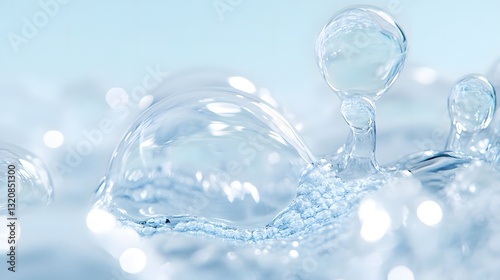 Wallpaper Mural Close-up of shimmering water bubbles with soft blue background, creating a tranquil, refreshing atmosphere Torontodigital.ca