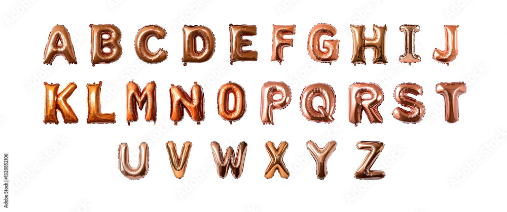 Obraz premium A to Z in Chrome Inflatable Style set Against a Transparent Background. clipping path. png.
