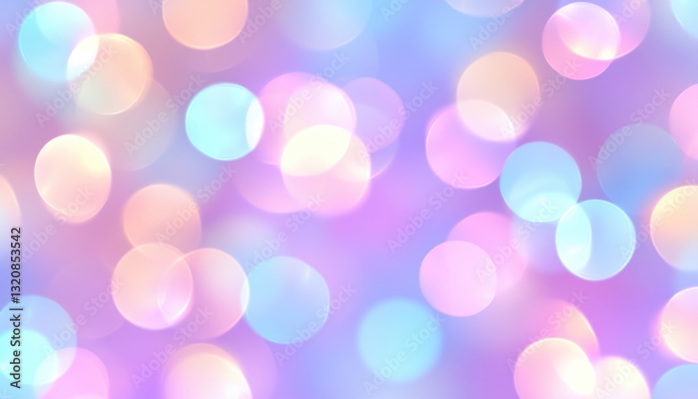 Fototapeta premium Dreamy abstract background with soft glowing bokeh lights, iridescent pastel colors, and a magical ethereal atmosphere