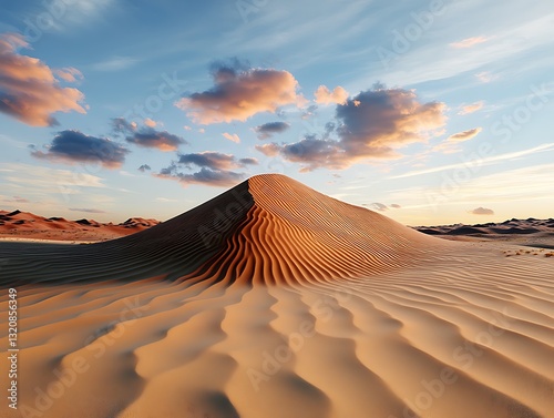 Breathtaking sunset over sand dunes desert landscape nature photography tranquil atmosphere photo