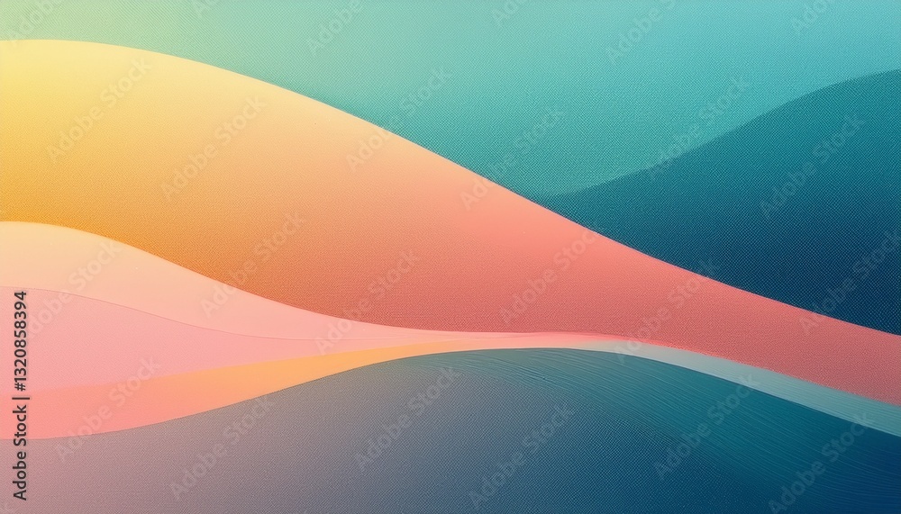 Fototapeta premium Abstract background. Minimalist grainy gradient with pastel blue, soft pink, and warm yellow tones. 