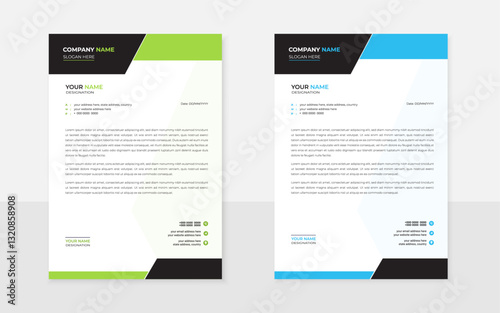  Modern Creative professional letterhead design Template layout with rectangular circle Green Orange blue and black red shape