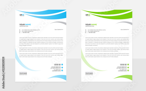  Modern Creative professional letterhead design Template layout with rectangular circle Green Orange blue and black red shape