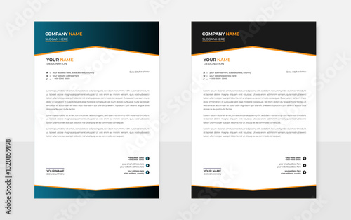  Modern Creative professional letterhead design Template layout with rectangular circle Green Orange blue and black red shape