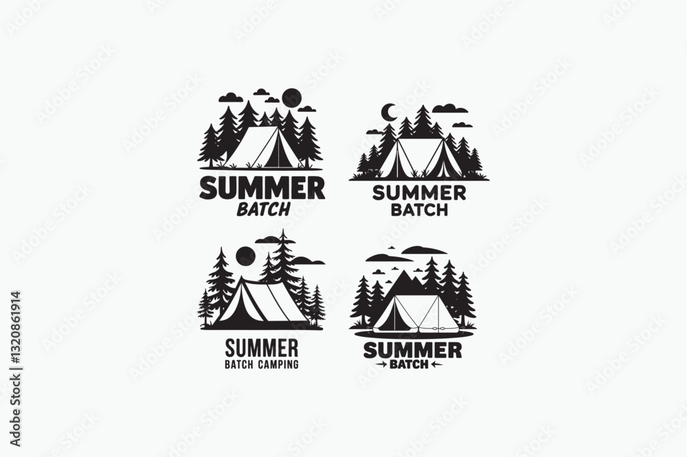 Summer batch camping silhouette image. Summer batch camping silhouette image.