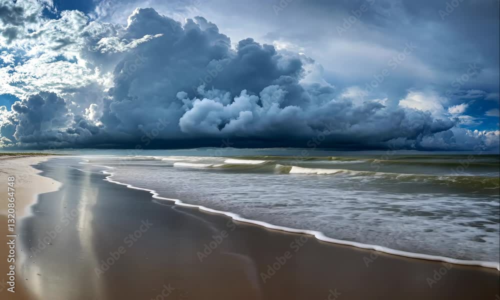 Wide Angle View of Rolling Ocean Waves Wide Angle View of Rolling Ocean Waves