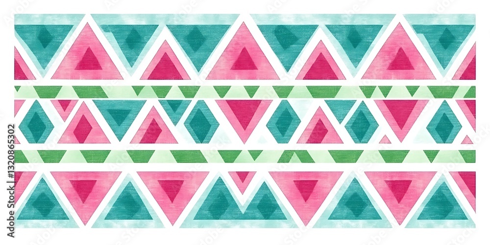 Hand drawn watercolor geometric patterns with geometric triangle shapes Hand drawn watercolor geometric patterns with geometric triangle shapes