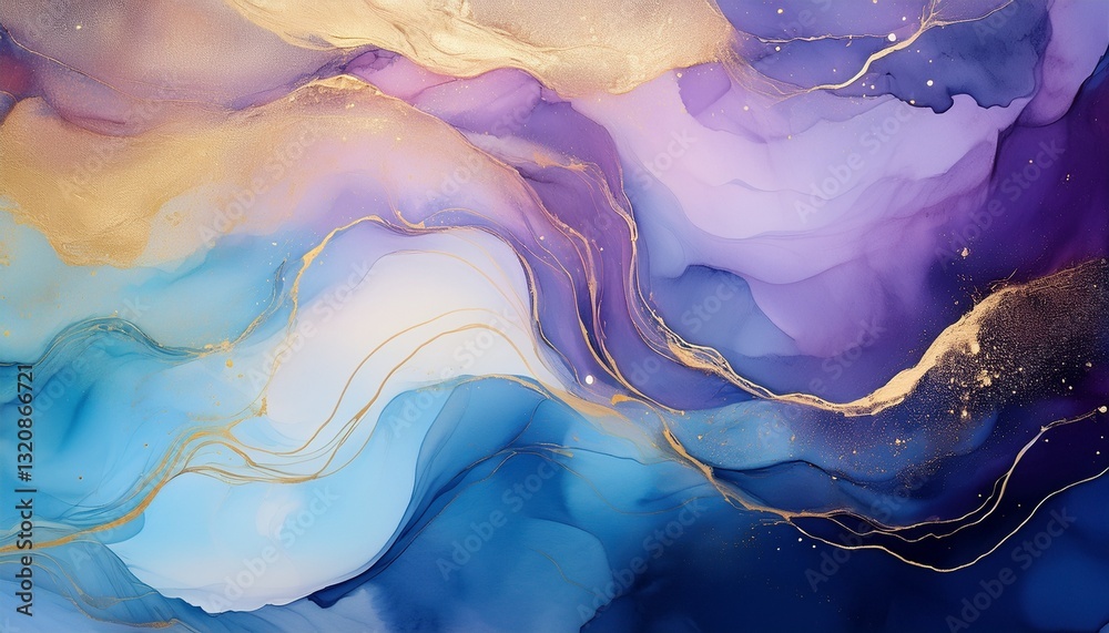 Fototapeta premium Abstract background. Pastel blue and violet gradient with subtle golden dust – modern, artistic, and elegant design.