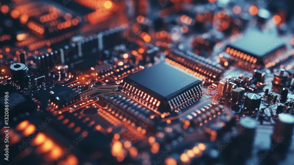 Close-up of an assembly line showcasing the intricate process of manufacturing electronic components. Close-up of an assembly line showcasing the intricate process of manufacturing electronic components.