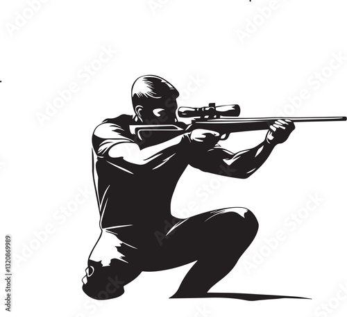 hunter shooting with rifle