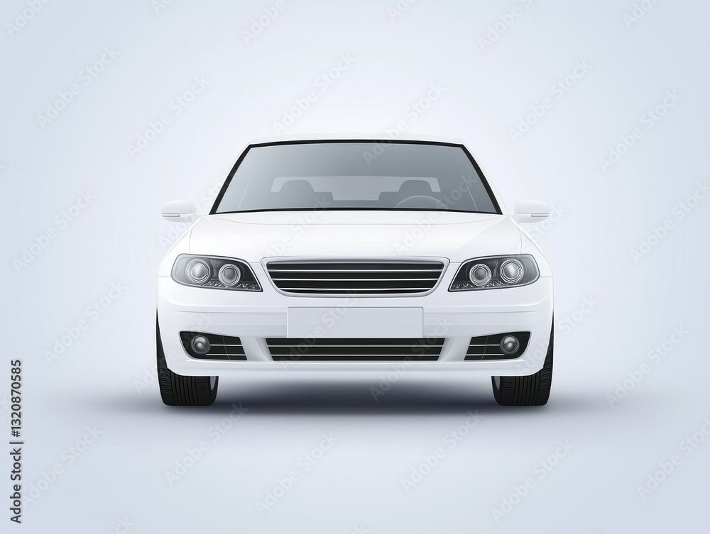 Luxury white car on gray backdrop, elegance in automotive design sleek