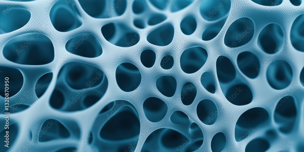 material science biomaterials concept. Abstract blue texture resembling a porous material with intricate patterns. material science biomaterials concept. Abstract blue texture resembling a porous material with intricate patterns.