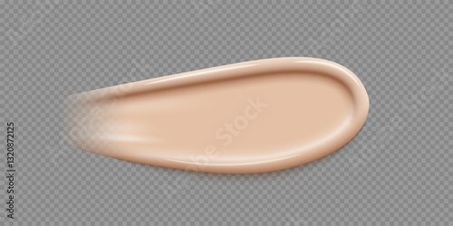 Makeup foundation swatch. Smear of liquid concealer. Beige textured cream. Face cosmetic product. Beauty industry. Realistic vector Illustration.