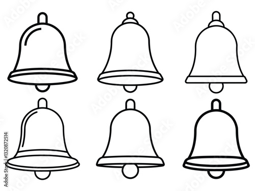 set of bell line art vector on white background