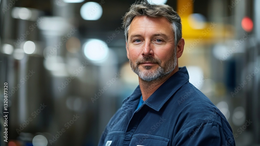 Fototapeta premium Operations supervisor coordinates with workers and machines in a large automated beverage manufacturing facility while managing production schedules to ensure efficiency