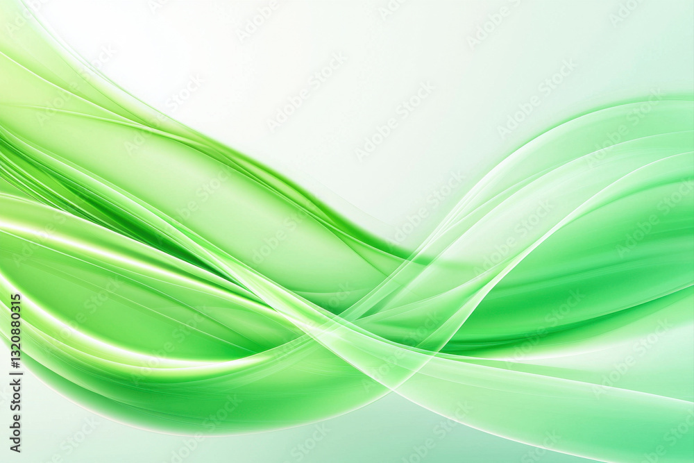 Naklejka premium Elegant green wave patterns bring a sense of tranquility and movement to any design.