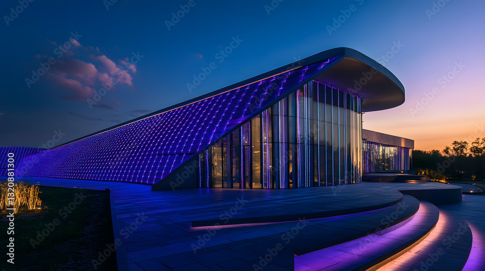 Fototapeta premium An architectural masterpiece museum with solar power, energy-efficient lighting, and interactive installations that create a sustainable and innovative experience for visitors.