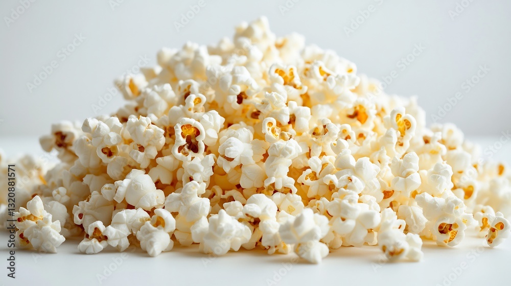 Fluffy popcorn pile glows softly under bright light. AI Generated Fluffy popcorn pile glows softly under bright light. AI Generated