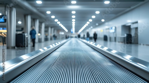 Minimalist and modern interior corridor or hallway with bright lighting sleek architectural design and symmetrical vanishing point perspective  Empty and clean space suitable for business travel