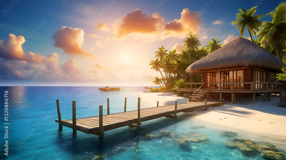 Fototapeta premium tropical beach at sunset