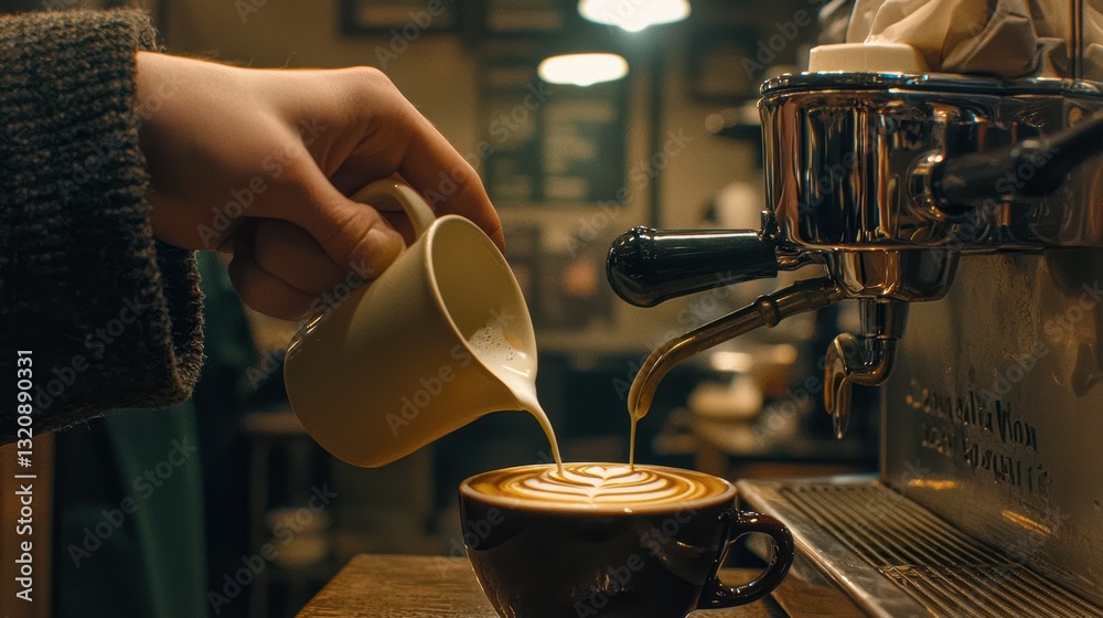 custom made wallpaper toronto digitalPouring artful latte coffee in cozy close-up beverage photography warm atmosphere culinary creativity showcase