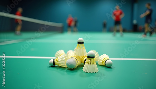 Textured Badminton Shuttlecocks – Worn & Weathered on Green Court
Game-Worn Shuttlecocks – Close-Up of Used Feathers on the Court
Badminton Battle Marks – Used Shuttlecocks Resting on Green Turf