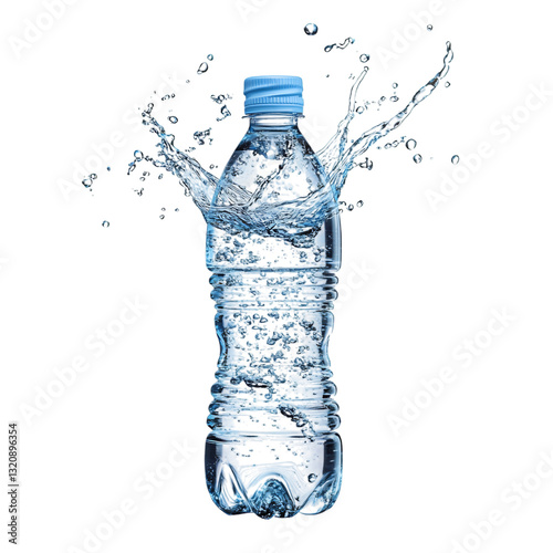 A Clear Splash of Mineral Water Bursting Upwards Isolated on Transparent Background