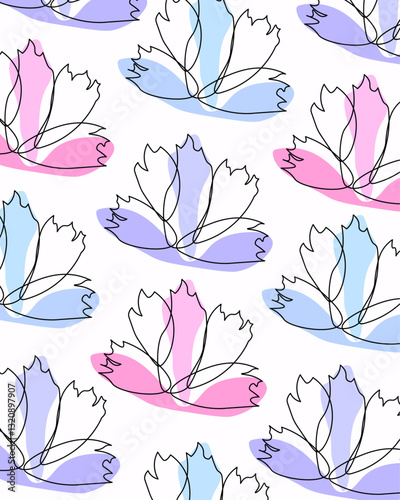 Hand drawn flower watercolor flowers pattern. Colorful hand drawn patchwork flat cartoon seamless pattern. Handmade patch work quilt style background for textile concept or fun modern backdrop design.